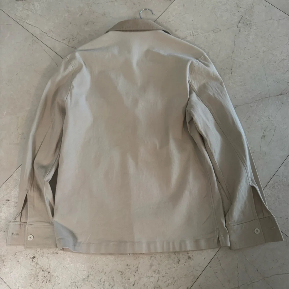 Zara Beige Utility Jacket with Dark Brown Contrast Collar - Picture 9 of 10